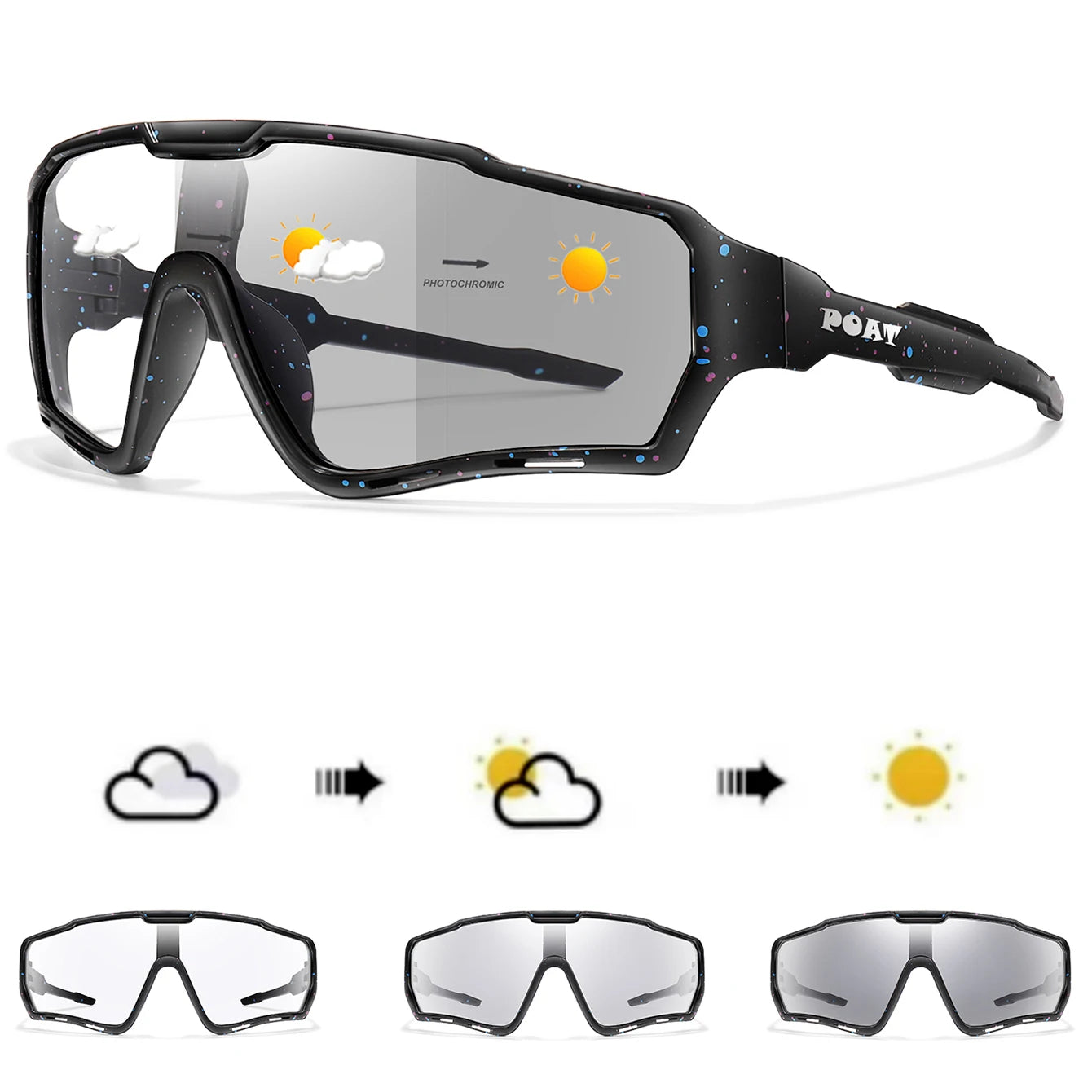 Photochromic Sports Sunglasses - Lightweight Eyewear for Cycling, Fishing & Running