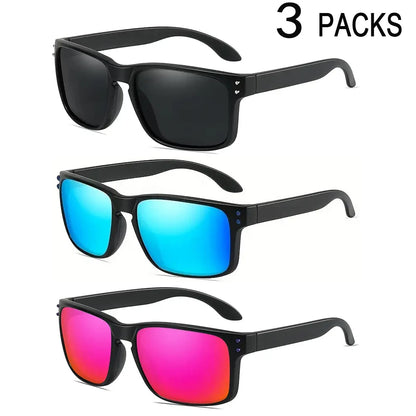 3 Pairs Polarized UV400 Sunglasses - Men & Women, Sports, MTB, Cycling, Fishing & Hiking Goggles