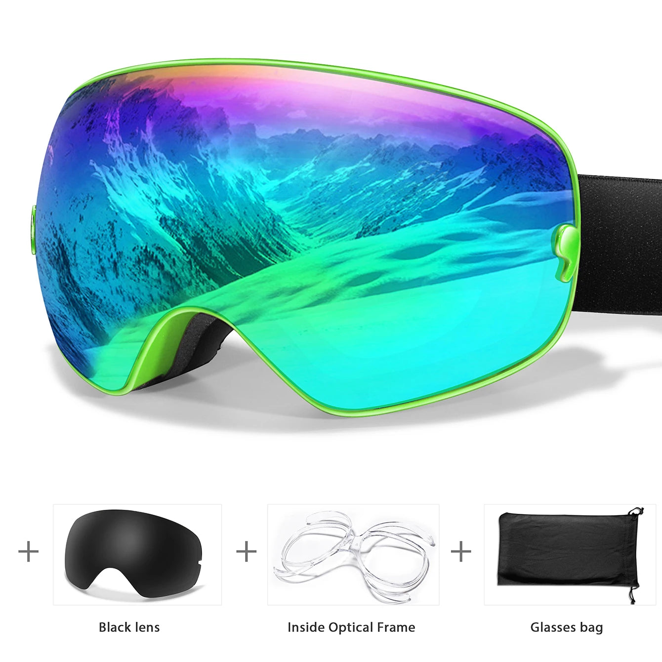 Unisex Anti-Fog Ski Goggles - UV400, Interchangeable Lenses