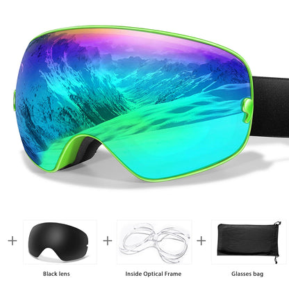 Unisex Anti-Fog Ski Goggles - UV400, Interchangeable Lenses