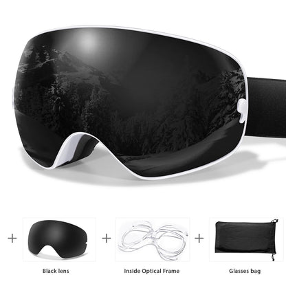 Unisex Anti-Fog Ski Goggles - UV400, Interchangeable Lenses