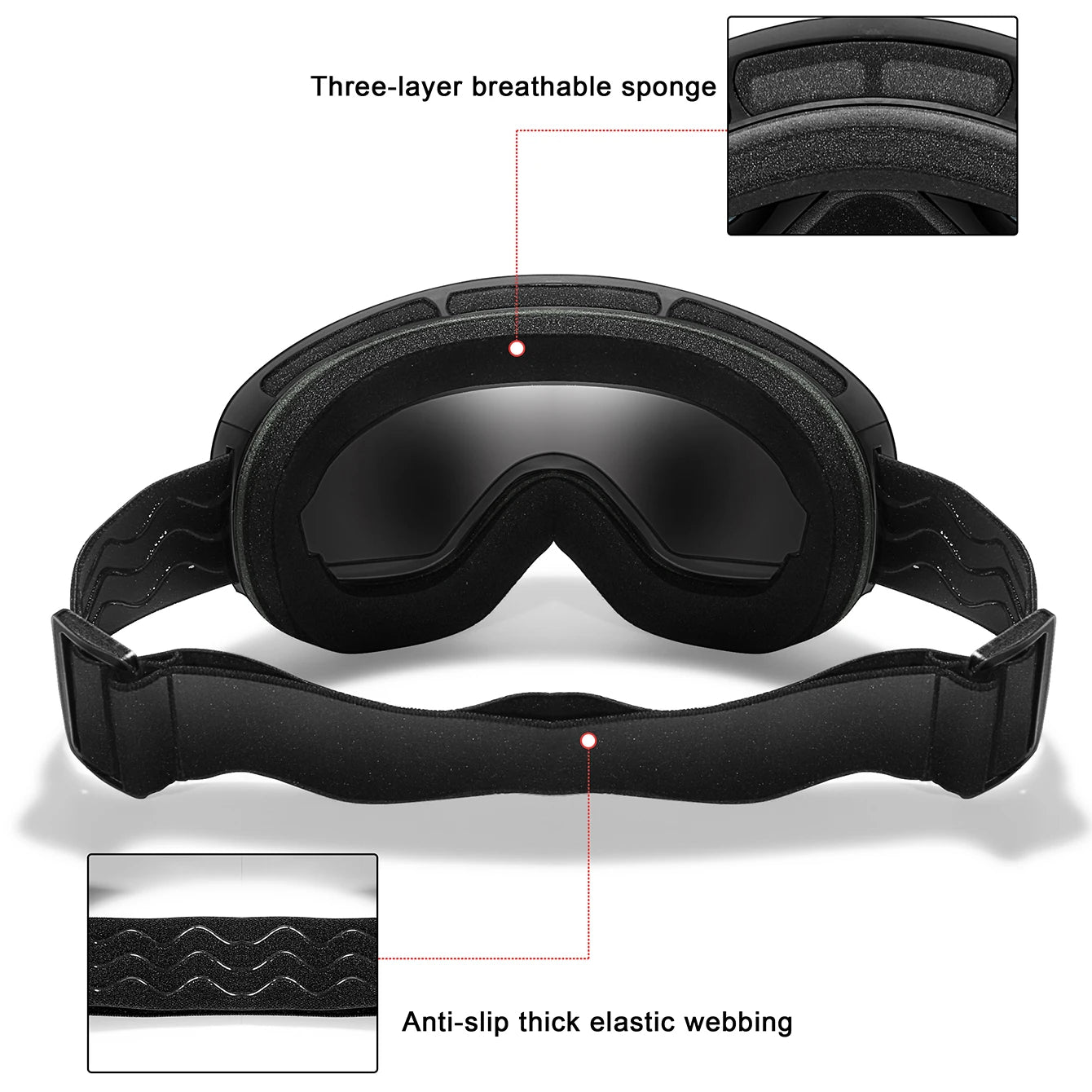 Unisex Anti-Fog Ski Goggles - UV400, Interchangeable Lenses