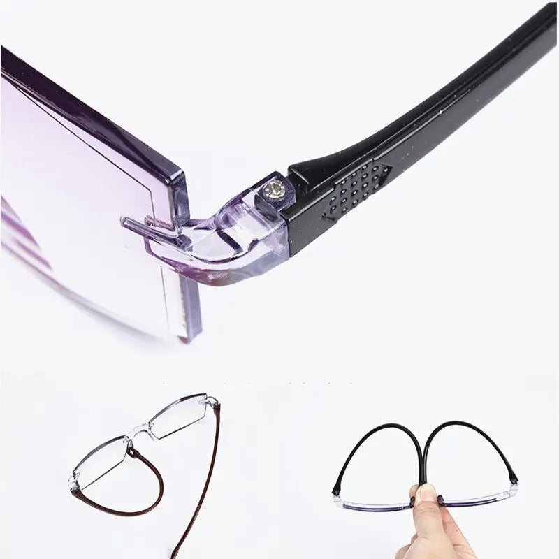 Set of 2 Rimless Bifocal Reading Glasses – Anti-Blue Light, Presbyopia Eyewear (+1.50, +2.00)