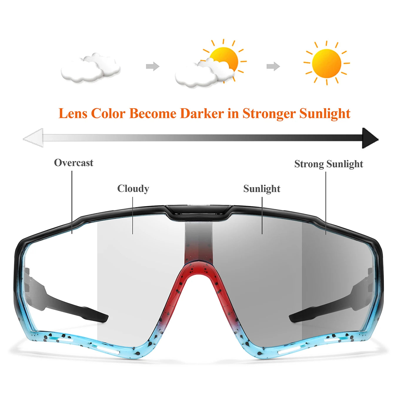 Photochromic Sports Sunglasses - Lightweight Eyewear for Cycling, Fishing & Running