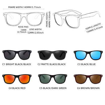 Classic Square Polarized Sunglasses – Unisex, UV Protection, Anti-Glare, Retro Style