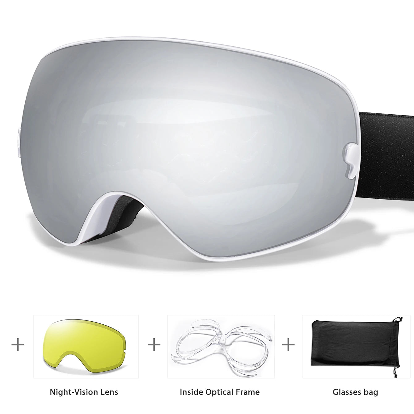 Anti-Fog Ski Goggles - UV400 Protection, Replacement Lenses & Complimentary Accessories