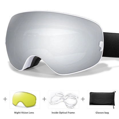 Anti-Fog Ski Goggles - UV400 Protection, Replacement Lenses & Complimentary Accessories