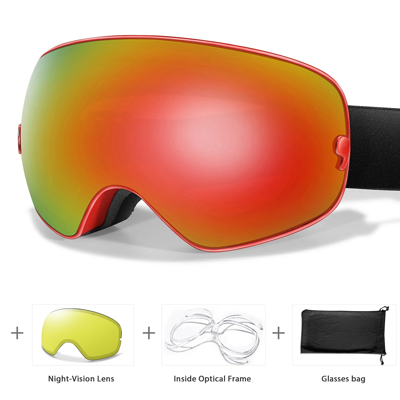 Anti-Fog Ski Goggles - UV400 Protection, Replacement Lenses & Complimentary Accessories