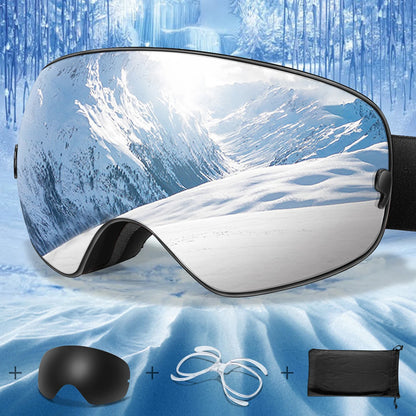 Unisex Anti-Fog Ski Goggles - UV400, Interchangeable Lenses