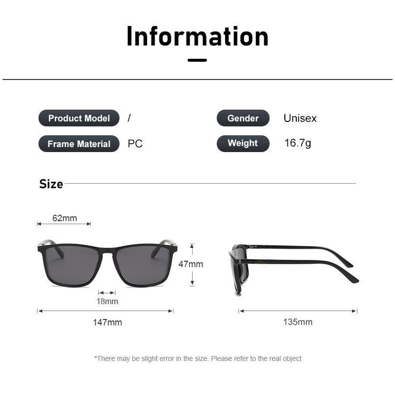 Men's Polarized Sports Sunglasses – Lightweight, Comfortable Square Frame Eyewear