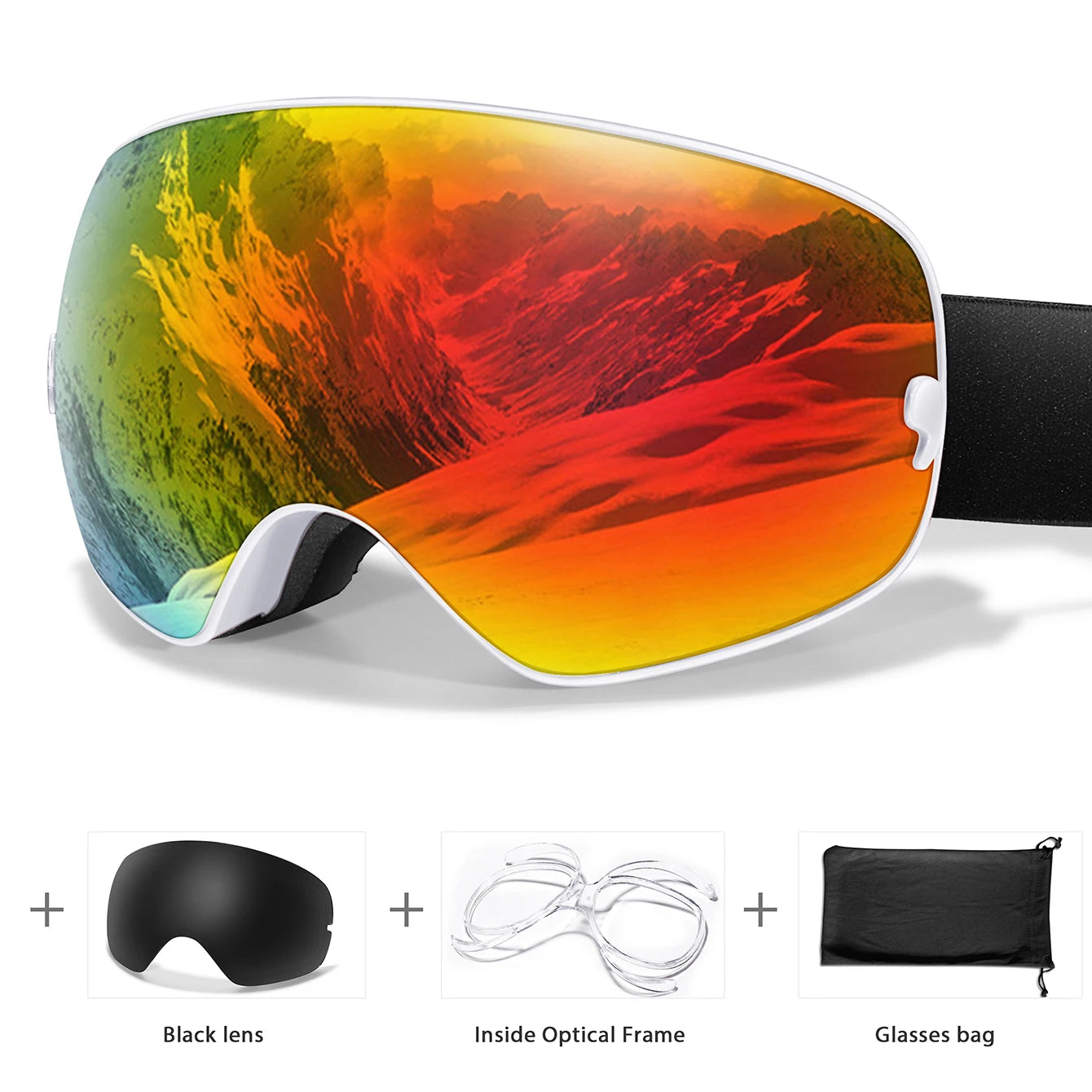 Unisex Anti-Fog Ski Goggles - UV400, Interchangeable Lenses