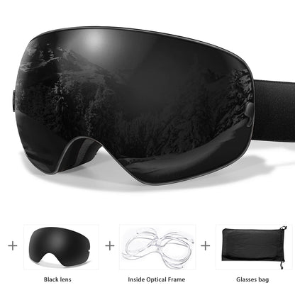 Unisex Anti-Fog Ski Goggles - UV400, Interchangeable Lenses