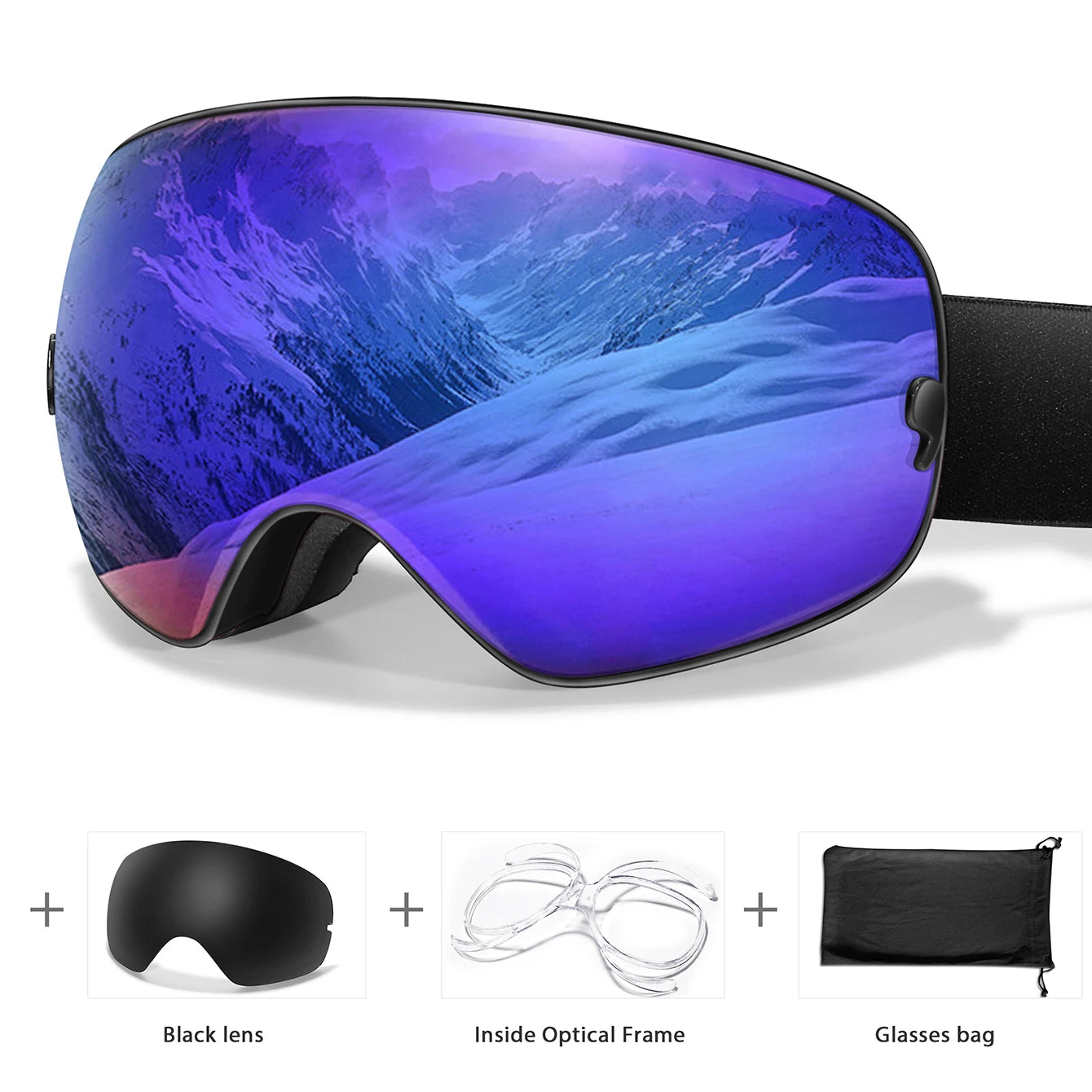 Unisex Anti-Fog Ski Goggles - UV400, Interchangeable Lenses