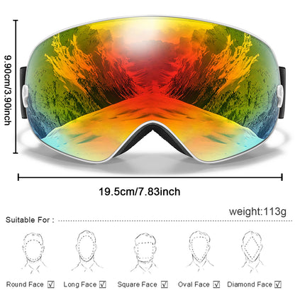 Anti-Fog Ski Goggles - UV400 Protection, Replacement Lenses & Complimentary Accessories