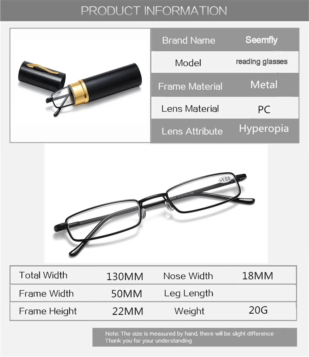 Ultra-Light Unisex Reading Glasses – Portable, Anti-Fatigue, with Case (+1.0, +1.5, +2.0)