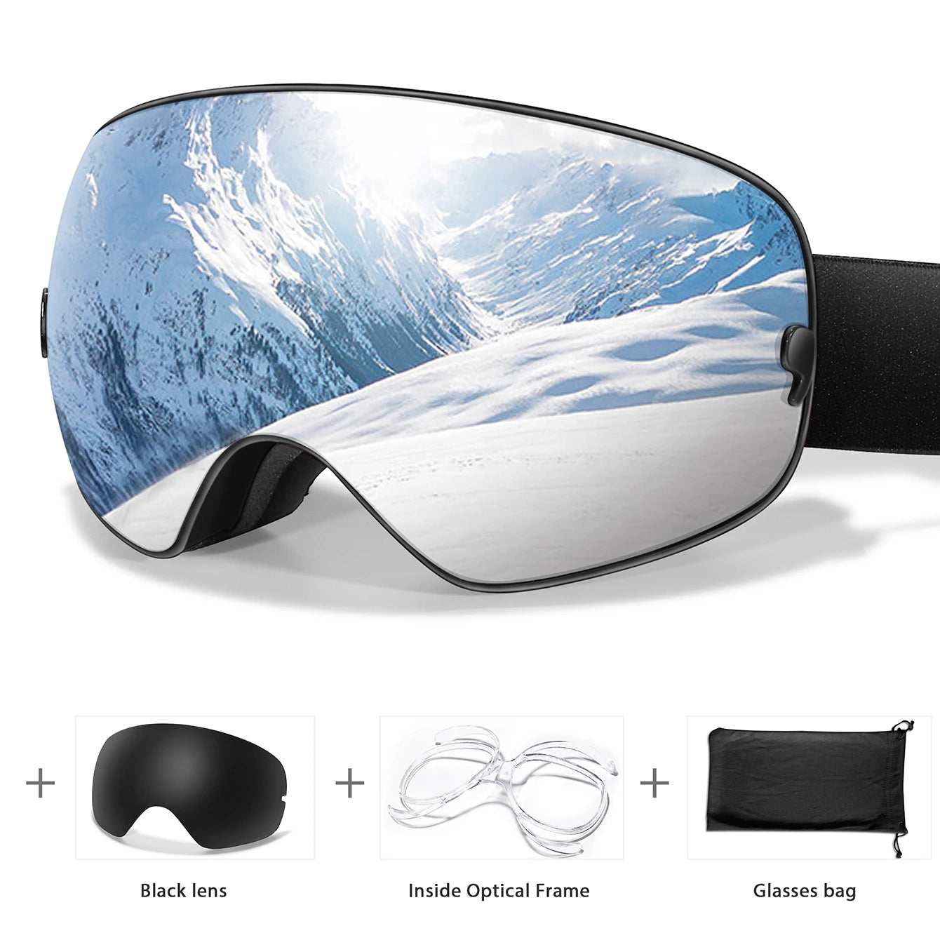 Unisex Anti-Fog Ski Goggles - UV400, Interchangeable Lenses