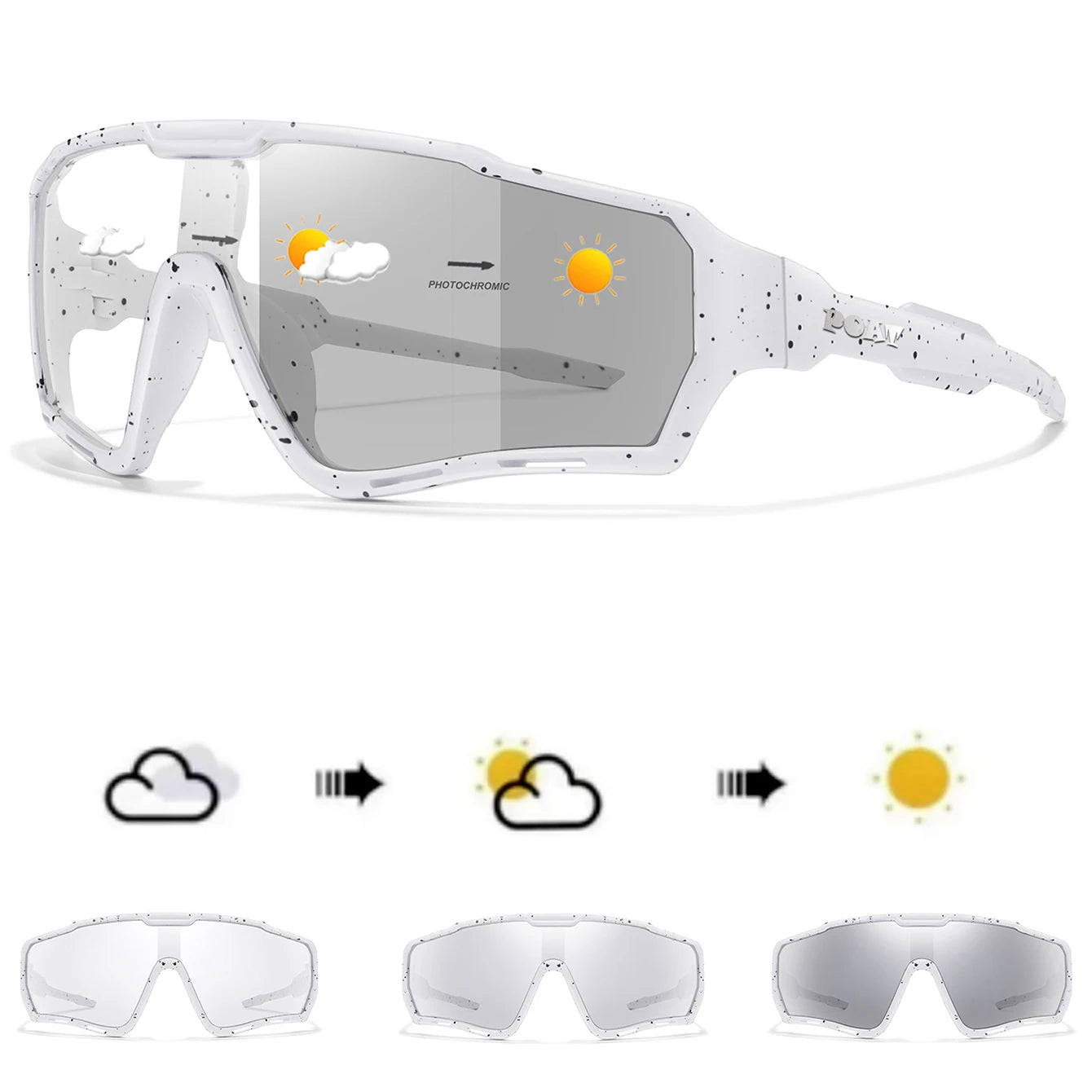 Photochromic Sports Sunglasses - Lightweight Eyewear for Cycling, Fishing & Running