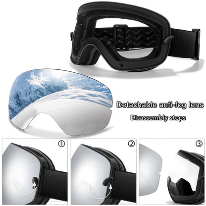 Unisex Anti-Fog Ski Goggles - UV400, Interchangeable Lenses