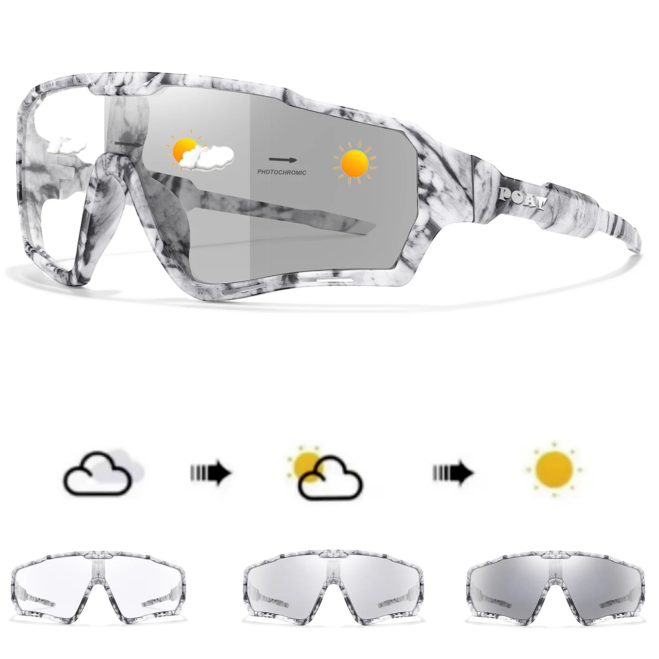 Photochromic Sports Sunglasses - Lightweight Eyewear for Cycling, Fishing & Running