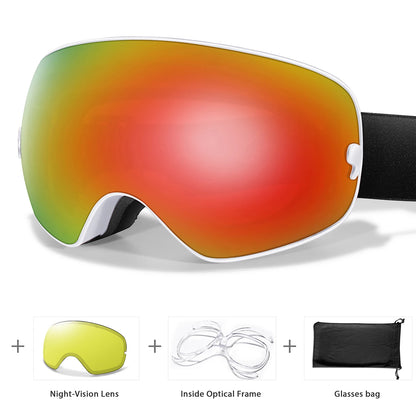 Anti-Fog Ski Goggles - UV400 Protection, Replacement Lenses & Complimentary Accessories