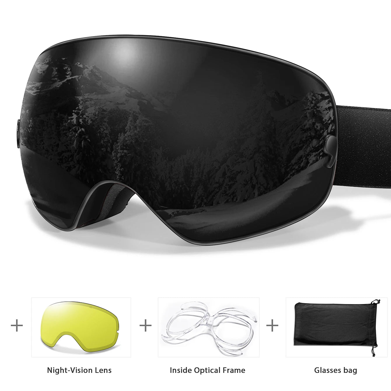 Anti-Fog Ski Goggles - UV400 Protection, Replacement Lenses & Complimentary Accessories