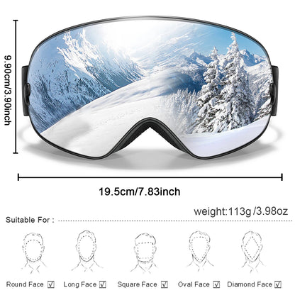 Unisex Anti-Fog Ski Goggles - UV400, Interchangeable Lenses